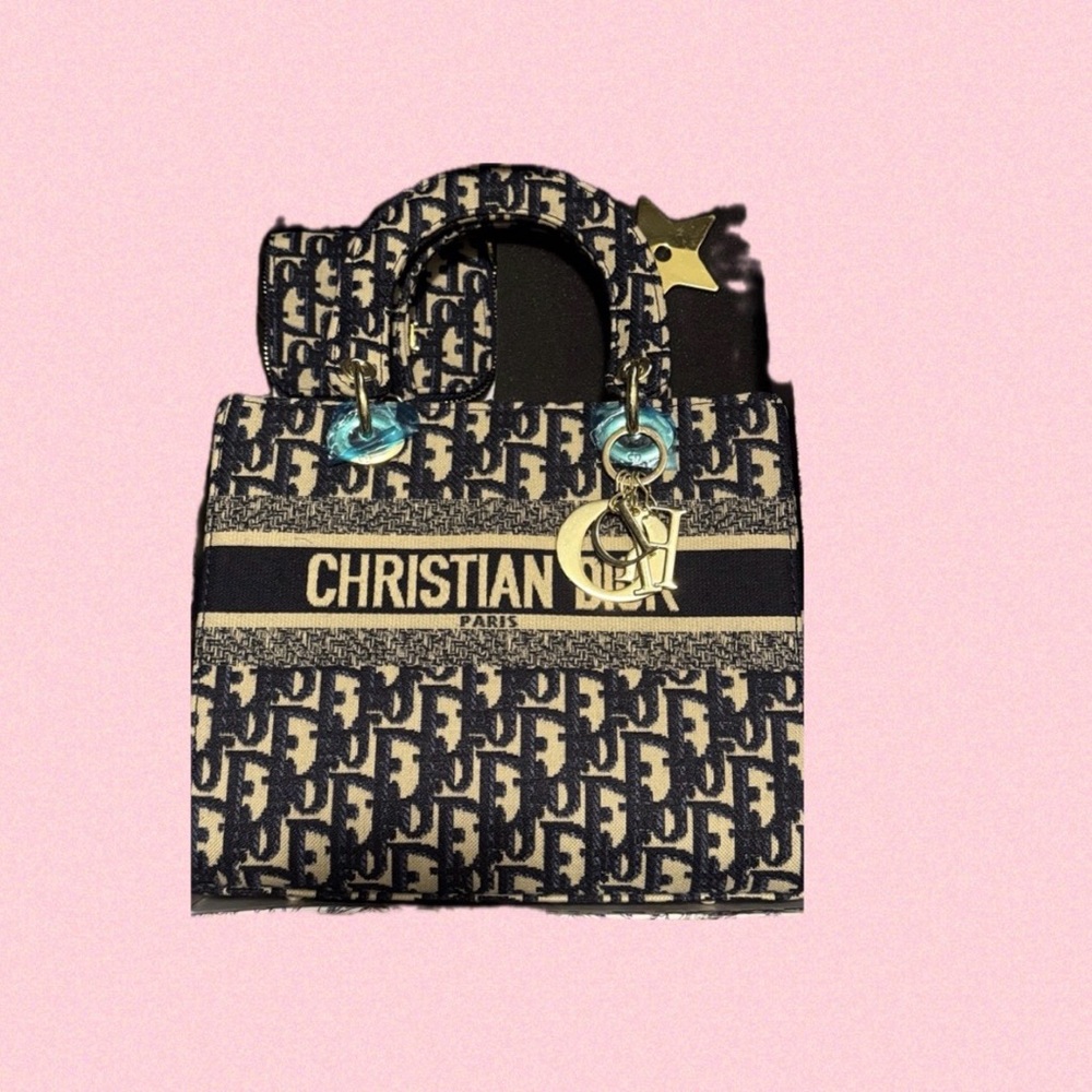 Black Blue and Gold Women's Mini Bag Wallet Set